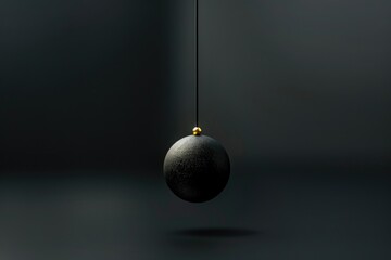 Poster - A black egg hanging from a string, suitable for various design projects