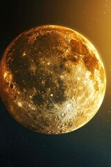 Aufkleber - Detailed view of a planet with sun shining in background. Suitable for educational materials