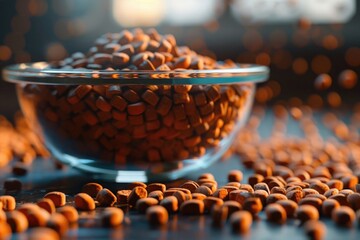 Aufkleber - A glass bowl filled with nuts on a table. Suitable for food and nutrition concepts