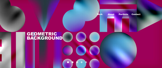 Poster - A vibrant pink background adorned with geometric shapes in shades of magenta, purple, and electric blue. Perfect for an entertainment event featuring music, visual effect lighting, and a modern font