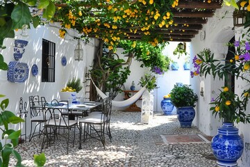 An airy Mediterranean patio