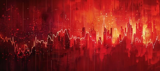Poster - Chart graph stock market business crisis statistic background. Generative AI technology.	
