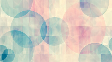 Wall Mural - Pastel geometric shapes, soft circles and squares, abstract overlay composition