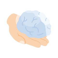 Sticker - Human brain on hand, concept isometric icon of artificial intelligence brain