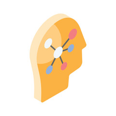 Sticker - Brain simulation, artificial intelligence icon, premium vector 