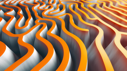 Wall Mural - Orange pattern with simple labyrinth shapes, abstract background