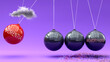 Dementia leads to memory loss. A Newton cradle metaphor showing how dementia triggers memory loss. Cause and effect relation between them. Vicious cycle ,3d illustration