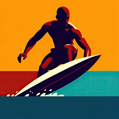 Wall Mural - the surfers illustration in Generative AI.