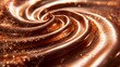 a hypnotic swirl of silky chocolate, its surface smooth and lustrous, on a copper background.