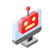 Online chat bot isometric icon in trendy style