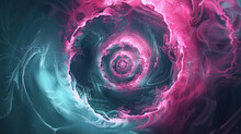 Captivating Pink And Cyan Spiral Twists In Circular Orbit.