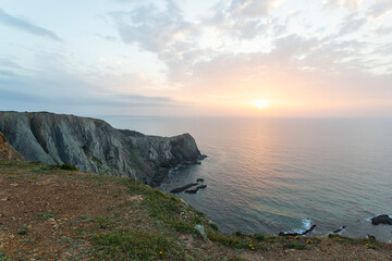 Poster - Sunset at Eagle Beach, close to Sagres, Algarve, Portugal