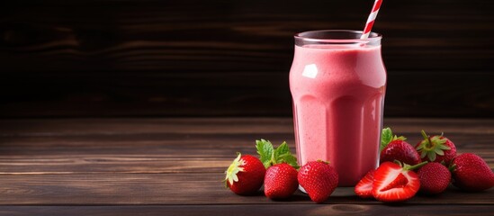 Sticker - Glass of strawberry milk with fruit slices