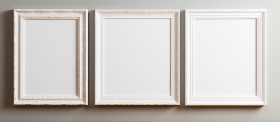 Fototapete - Three plain white frames on wall