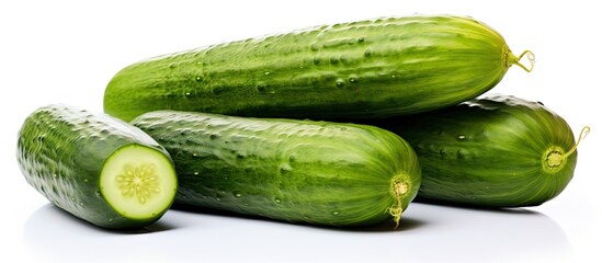 Aufkleber - Three sliced cucumbers on white surface