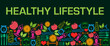 Healthy Lifestyle Health Symbols Green Colorful Texture Bottom 