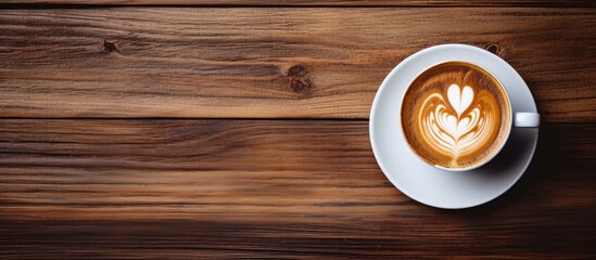Poster - Heart coffee on wooden table