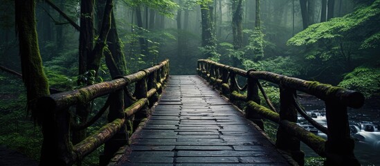 Aufkleber - Wooden bridge in a forest