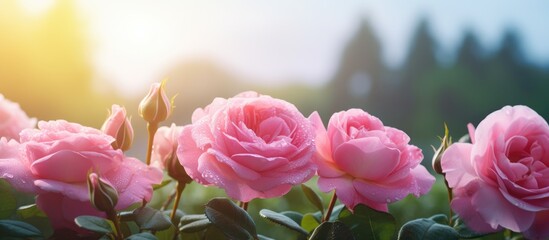 Sticker - Roses glowing in sunlit meadow