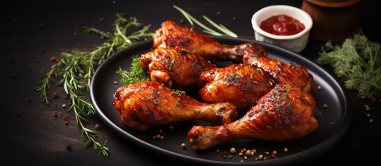 Aufkleber - Plate of seasoned chicken drumsticks