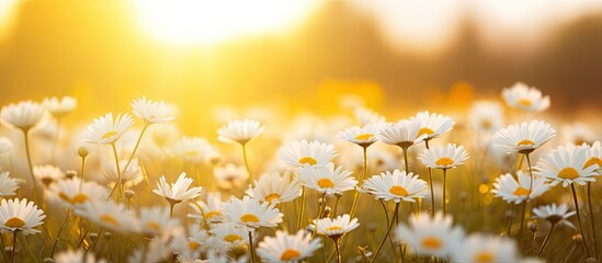 Sticker - Field of white flowers at sunset