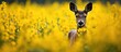 Deer in yellow flower field