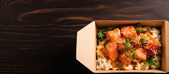 Aufkleber - Box of veggies, rice on table