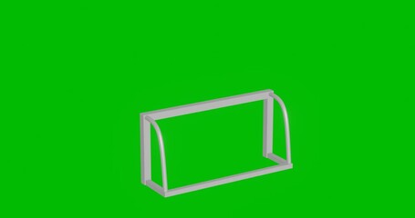Poster - animation of rotation of a white football goal symbol with shadow. simple and complex rotation. seam