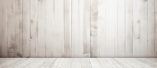 Poster - Close up of wooden floor and white wall