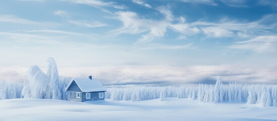Aufkleber - Lonely hut in snowy field