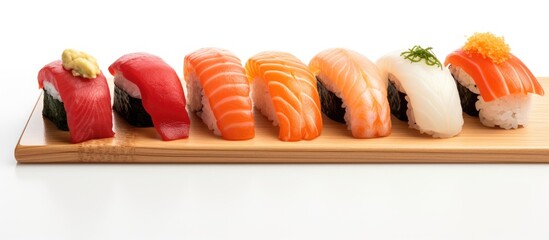 Poster - Wooden sushi tray close up
