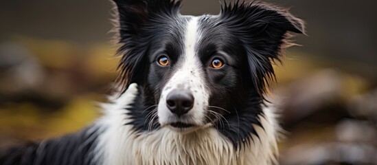 Poster - Black and white dog with brown nose and face