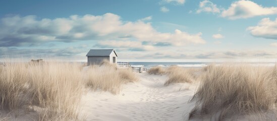 Aufkleber - Path winds by quaint beach house