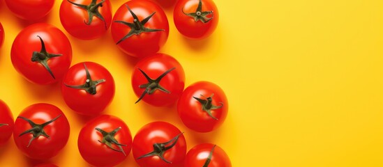 Sticker - Close-up of ripe tomatoes on vibrant yellow surface