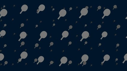 Poster - Table tennis symbols float horizontally from left to right. Parallax fly effect. Floating symbols are located randomly. Seamless looped 4k animation on dark blue background