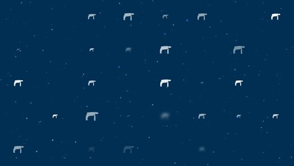 Poster - Template animation of evenly spaced drill symbols of different sizes and opacity. Animation of transparency and size. Seamless looped 4k animation on dark blue background with stars