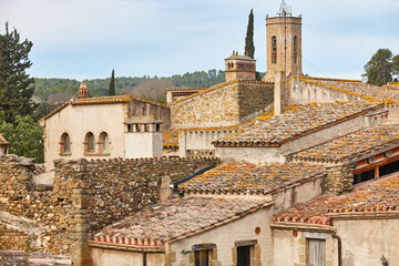 Wall Mural - Picturesque medieval village of Monells. Girona, Costa Brava. Catalunya. Spain