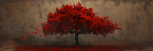 Dominance Of Vital Red - Tree In Prime Symbolizing Passion, Power, Life