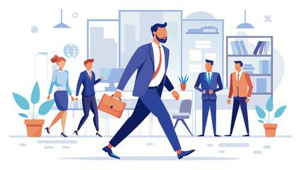 businessman man portrait business smart success confident office corporate  executive suit manager happy smiling teamwork blurred motion walking busy, simplistic flat vector illustration, isolated