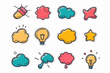 Poster - Assorted stickers with different shapes, ideal for crafting projects