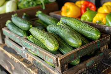 Wall Mural - Organic cucumber on the market.