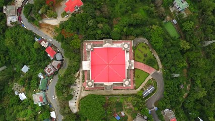 Wall Mural - Aerial view of solomon's temple in aizawl the capital city of mizoram, this architectural establishment gives an amazing view of hills and the green mizoram in north-east India