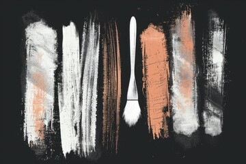 Poster - A white paint brush on a black surface. Ideal for artistic projects