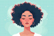African American woman with closed eyes, femininity and beauty flat illustration