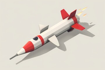 Poster - Paper model of a red and white rocket. Ideal for educational projects