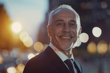 Poster - A man in a suit and tie smiling at the camera. Suitable for business and corporate concepts