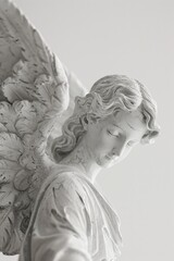 Poster - A serene angel holding a cross, suitable for religious concepts