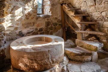 Poster - Stone well with steps, suitable for historical or outdoor concepts
