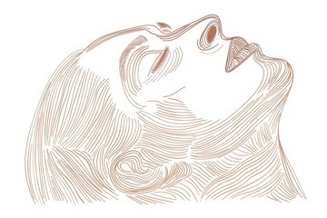 Poster - A realistic drawing of a woman with her eyes closed. Suitable for art and relaxation concepts