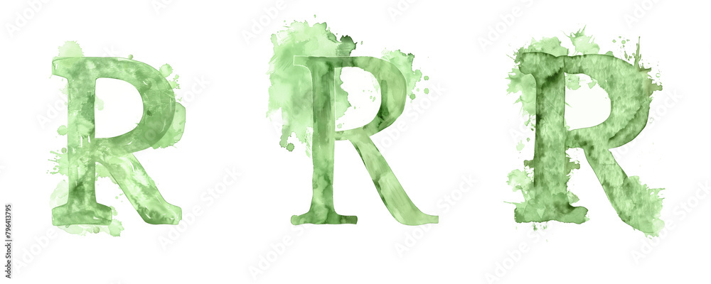 Ai Generated Art Watercolor Set of Multiple Different Pastel Sage Green ...